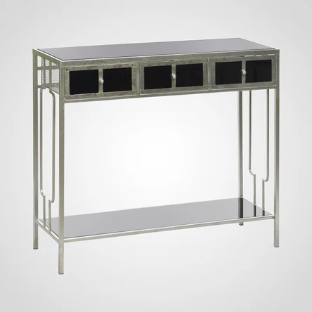 Дизайнерская Металлическая Серебристая Консоль "Поталь"