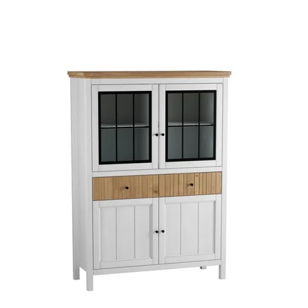 ТУМБА СКАНДИ 2 СТЕКЛЯННЫЕ ДВЕРИ, 2 ЯЩИКА И 2 ГЛУХИЕ ДВЕРИ