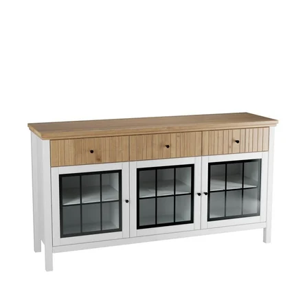 ТУМБА СКАНДИ 3 СТЕКЛЯННЫЕ ДВЕРИ И 3 ЯЩИКА