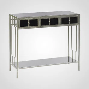 Дизайнерская Металлическая Серебристая Консоль "Поталь"
