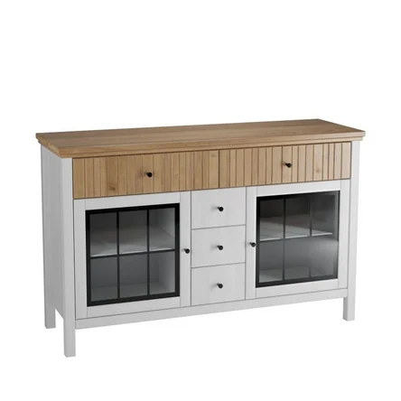 ТУМБА СКАНДИ 2 СТЕКЛЯННЫЕ ДВЕРИ И ЯЩИКИ