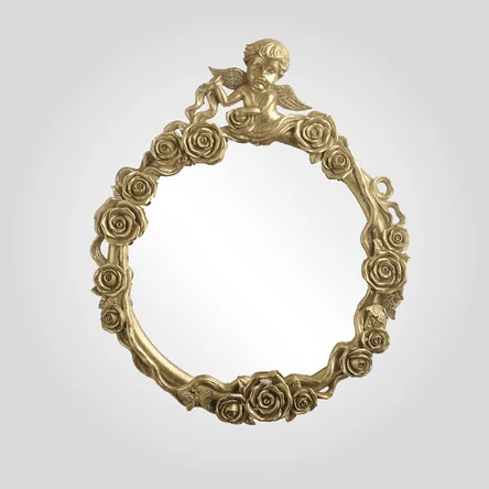 Зеркало Настенное Золотистое "Ангел в Розах"
